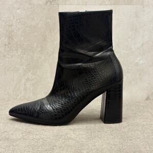 RAID Meadow Black Croc Heeled Ankle Boots Pointed Toe Size 6